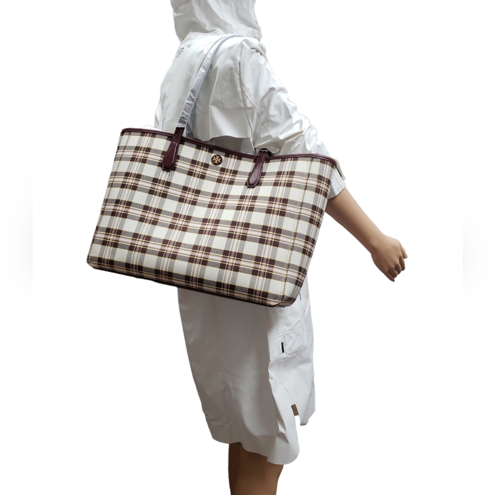 Tory Burch Blake Plaid Tote - Picture 9 of 10